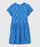 Kurzärmeliges Kleid aus Baumwolle für Mädchen blau BRASIER/grau MARSHMALLOW