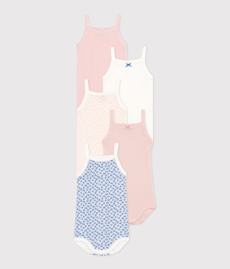 5er-Set gebl&uuml;mte Tr&auml;gerbodys aus Baumwolle f&uuml;r Babys variante 1