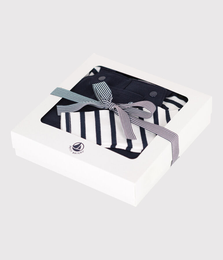 Baby-Latzhose und Streifenshirt aus dichtem Jersey vielfarbig