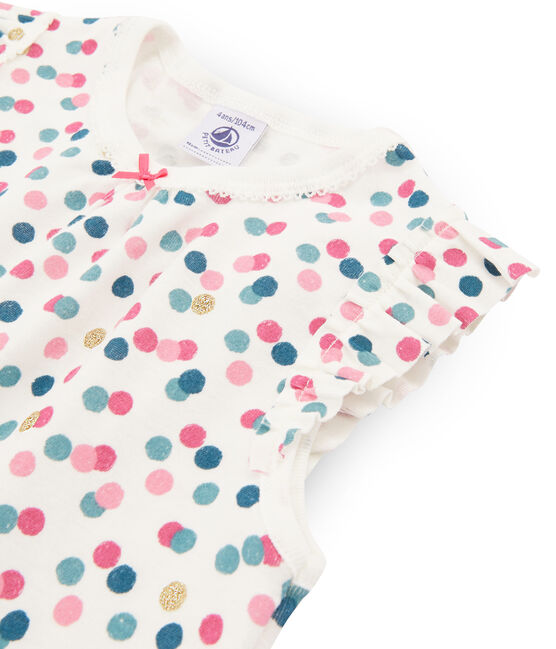 Kurzpyjama aus Rippstrick für kleine Mädchen weiss MARSHMALLOW/weiss MULTICO