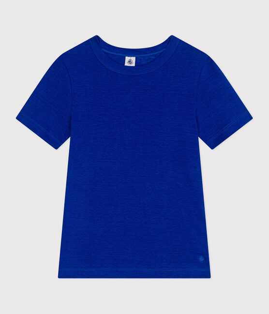 Kurzärmeliges Damen-T-Shirt aus Leinen blau SURF