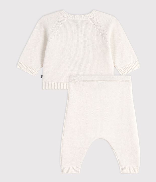 2-teiliges Baby-Set aus Woll- und Baumwoll-Strick mit Walmotiv weiss