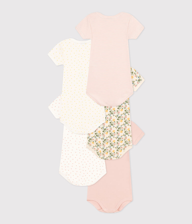 5er-Set Kurzarm-Baby-Bodys aus Baumwolle mit Blumenmuster vielfarbig