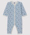 Baby-Strampler mit blauen Sternen ohne Fuß aus Doppeljersey weiss MARSHMALLOW/blau MAJOR
