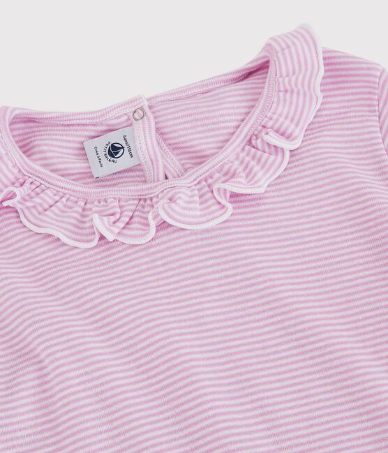 Kinderpyjama aus Baumwolle/Lyocell mit Streifen für Mädchen rosa BOHEME/weiss MARSHMALLOW