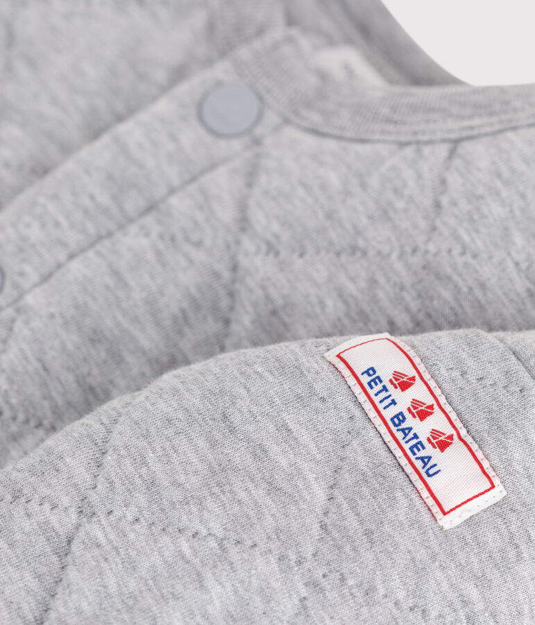 Baby-Cardigan aus einfarbigem festen Baumwollstoff grau