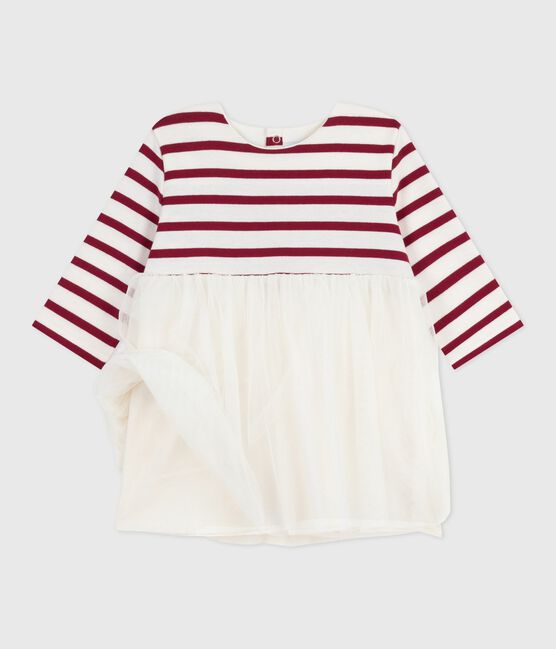 Langärmliges Kleid aus zwei Stoffen rot MILK/ AMARANTE