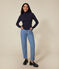 Damen-T-Shirt "L'Iconique" mit Rollkragen im 2x2-Rippstrick blau SMOKING