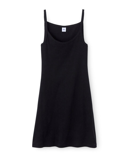 Chemise à bretelles femme coton/laine/soie schwarz NOIR