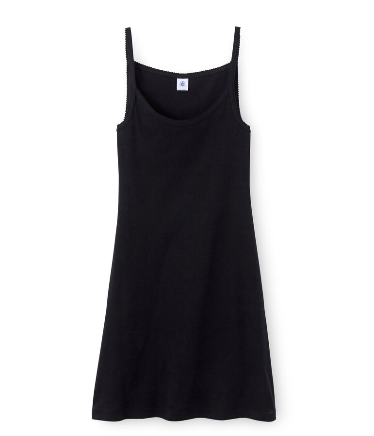 Chemise &agrave; bretelles femme coton/laine/soie schwarz