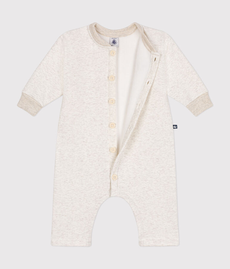 Langer Baby-Overall aus weichem und warmen Molton beige
