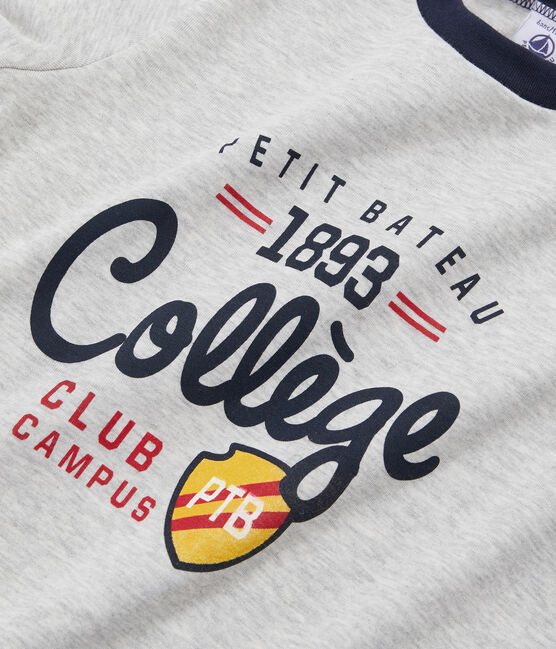 Langärmliges T-Shirt mit Siebdruck für Jungen grau BELUGA CHINE