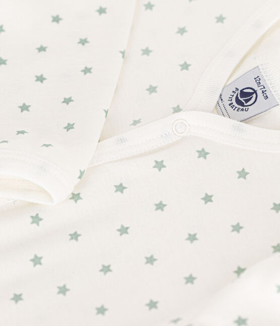 Baby-Strampler aus Baumwolle mit kleinem Stern weiss MARSHMALLOW/ HERBIER