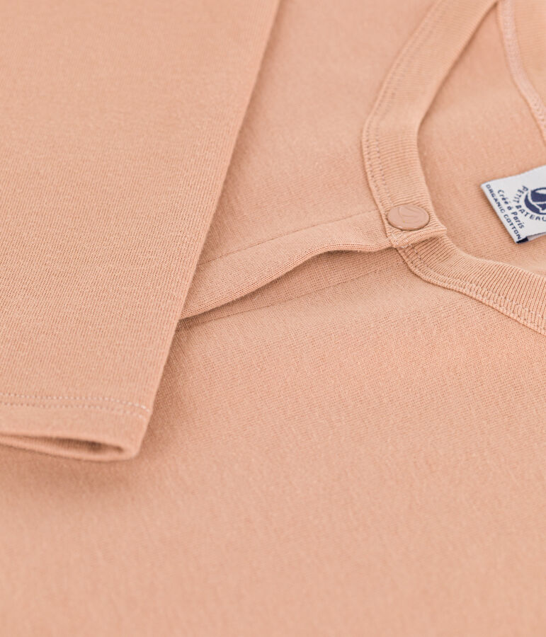 Damen-Cardigan aus dicker Baumwolle mit Druckkn&ouml;pfen beige