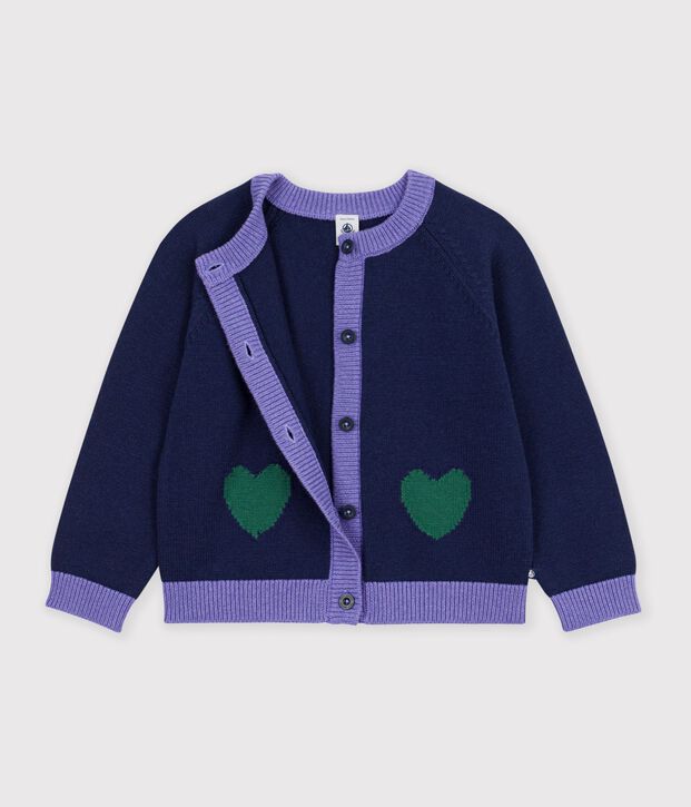 Kinder-Cardigan aus einfarbiger Wolle und Baumwolle SOIR