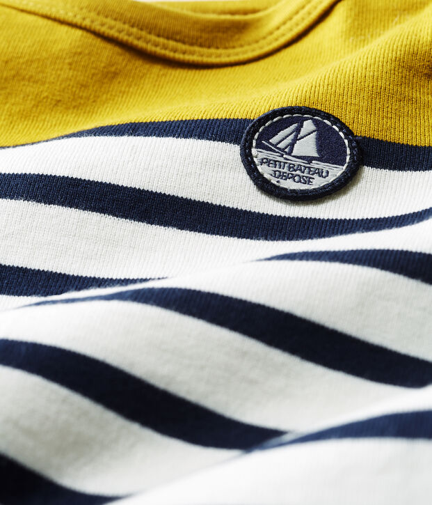Gestreifter baby-kurzoverall aus schwerem jersey jungen gr&uuml;n/weiss/blau