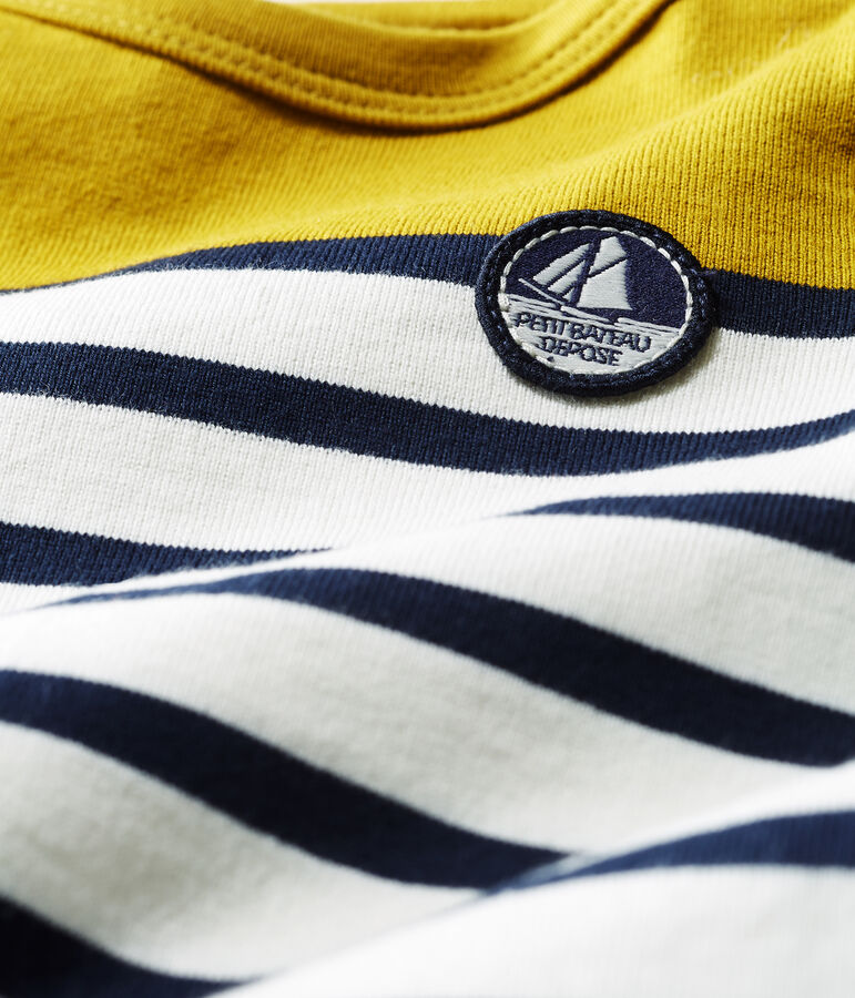 Gestreifter baby-kurzoverall aus schwerem jersey jungen gr&uuml;n/weiss/blau