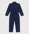 Langärmeliger Kinder-Overall aus Baumwolle mit Blumenmuster blau MEDIEVAL/weiss MARSHMALLOW