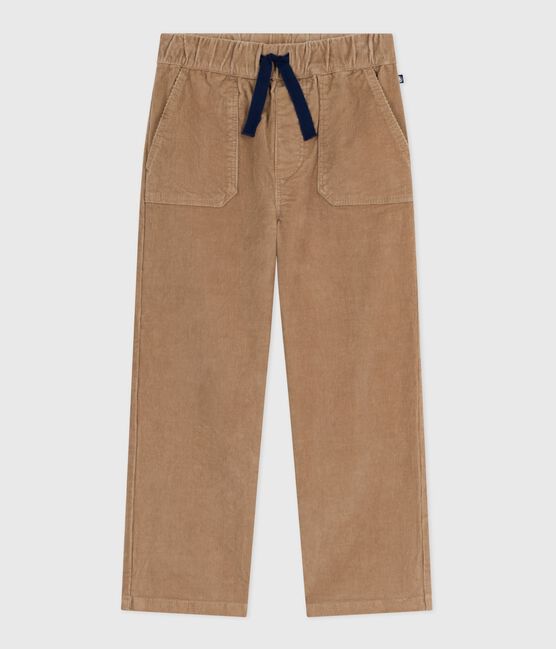 Kinder-Hose mit geradem Schnitt aus einfarbigem Fein-Cord beige ROCHE CLAIR