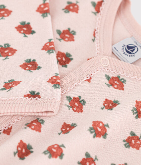 Strampler aus Nicki mit Blumenmuster rosa SALINE/weiss MULTICO