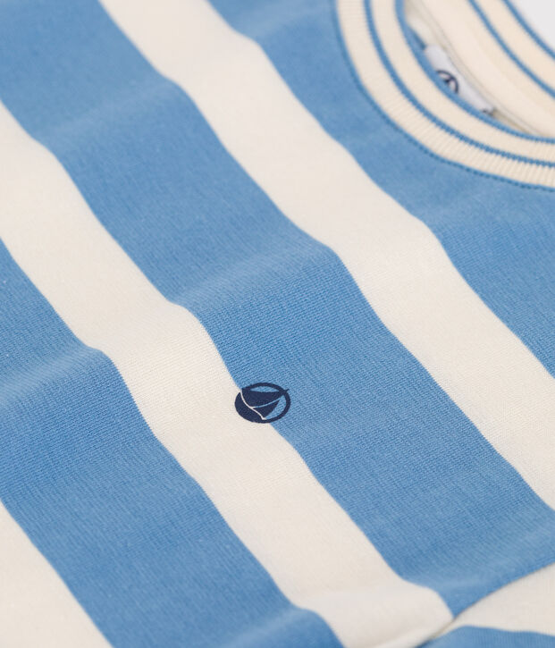 Kurz&auml;rmeliges Kinder-T-Shirt aus Baumwolle mit Streifen blau/naturfarben