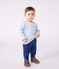 Langärmeliges Baby-T-Shirt aus Baumwolle mit Streifen ADRIATIC/ MARSHMALLOW