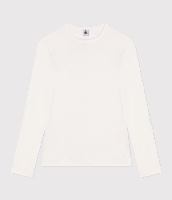 Damen-T-Shirt L’ICONIQUE aus Baumwolle mit Mäusezähnchen weiss ECUME