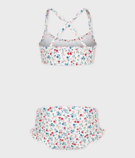 Kinder-Bikini mit Blumenmuster weiss MARSHMALLOW/weiss MULTICO