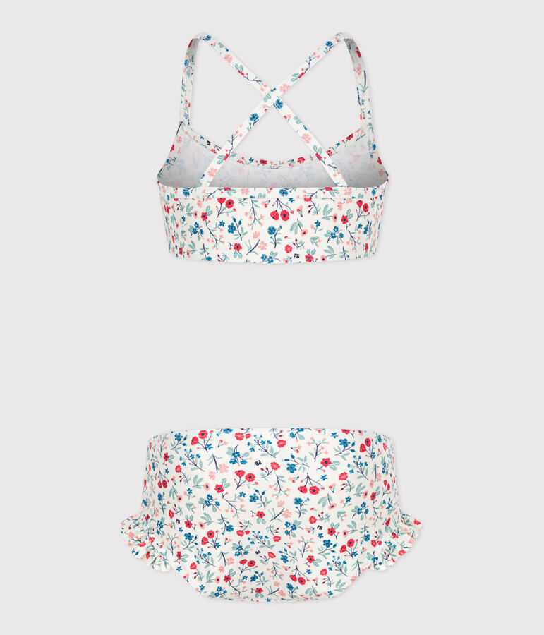Kinder-Bikini mit Blumenmuster weiss/vielfarbig
