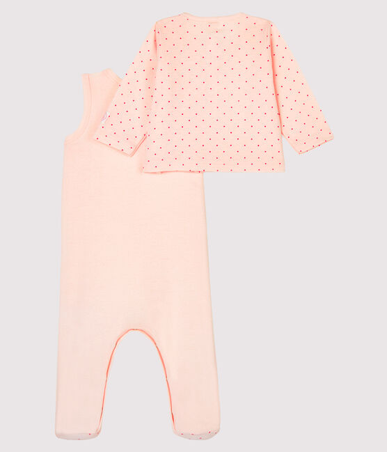 2-teiliges Baby-Ensemble aus Rippstrick rosa FLEUR/rosa GEISHA