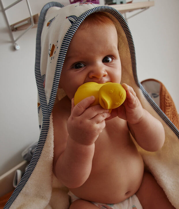 Baby-Badecape und Waschlappen mit Segelbooten weiss/blau/vielfarbig