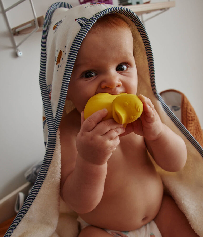 Baby-Badecape und Waschlappen mit Segelbooten weiss/blau/vielfarbig