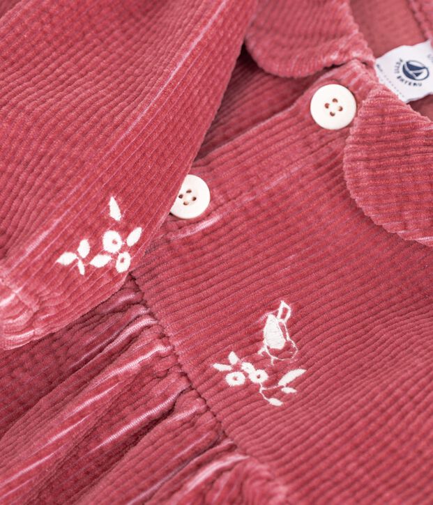 Lang&auml;rmeliges Baby-Kleid aus einfarbigem Fein-Cord rosa