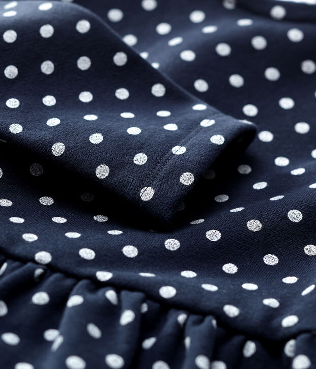 Lang&auml;rmeliges Kinderkleid aus Molton f&uuml;r M&auml;dchen blau/weiss