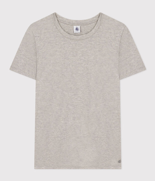 Damen-T-Shirt LE DROIT aus Baumwolle mit Rundhalsausschnitt grau
