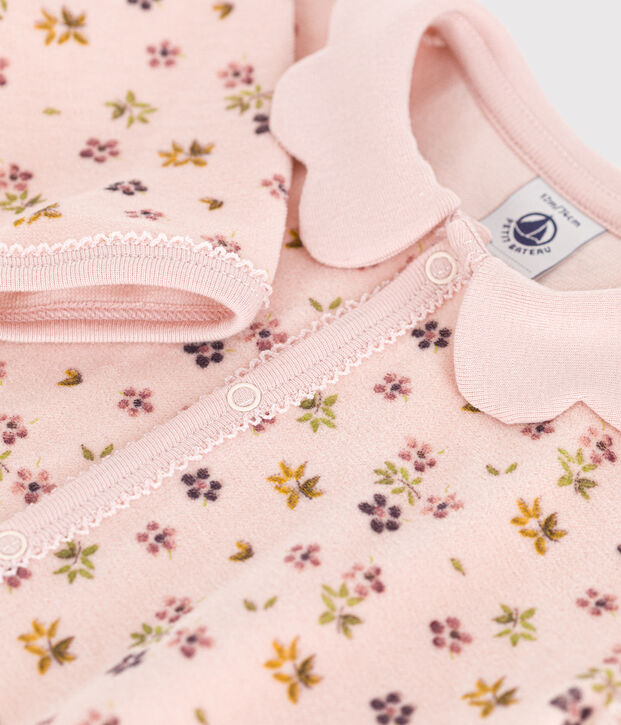 Strampler aus Nicki mit Blumenmotiv rosa/vielfarbig