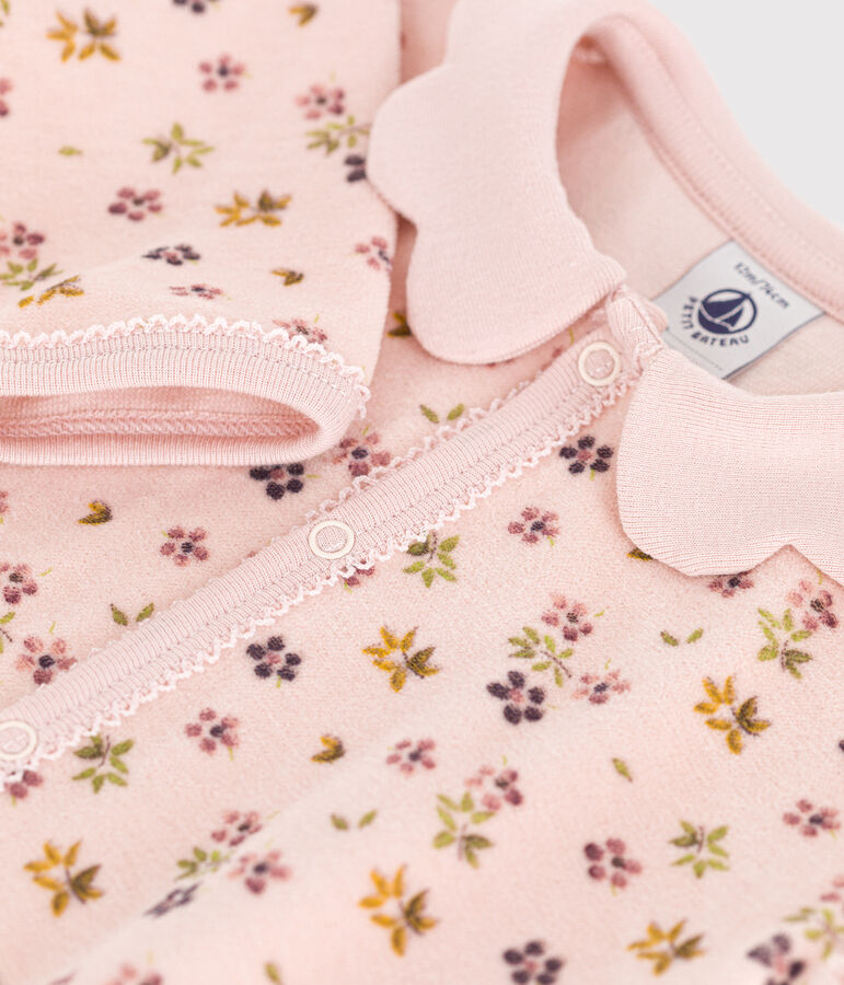 Strampler aus Nicki mit Blumenmotiv rosa/vielfarbig