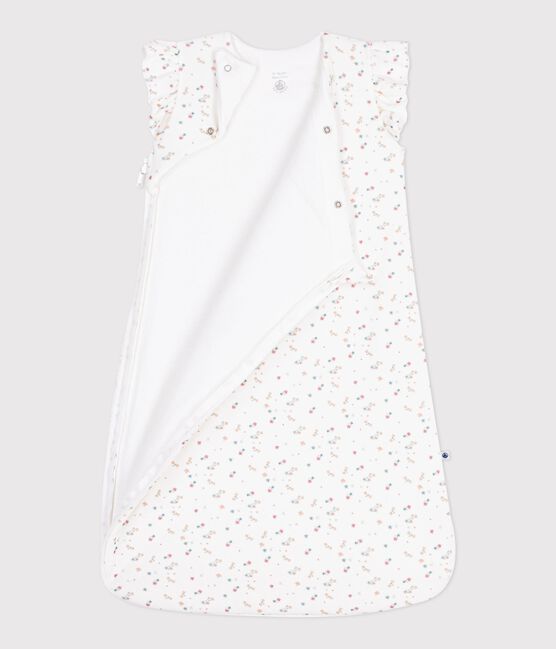 Babyschlafsack aus Nicki mit Blumenmotiv TOG-Wert 3 weiss MARSHMALLOW/weiss MULTICO