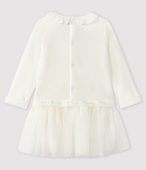 Langärmeliges Baby-Kleid für Mädchen weiss MARSHMALLOW