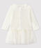Langärmeliges Baby-Kleid für Mädchen weiss MARSHMALLOW