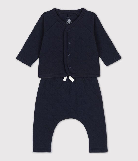 Zweiteiliges Baby-Set aus gesteppter Baumwolle blau SMOKING