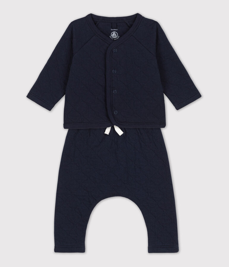 Zweiteiliges Baby-Set aus gesteppter Baumwolle blau