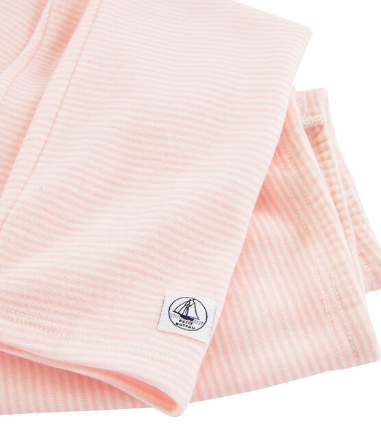 Leggings aus Wolle und Baumwolle für Kinder rosa CHARME/weiss MARSHMALLOW