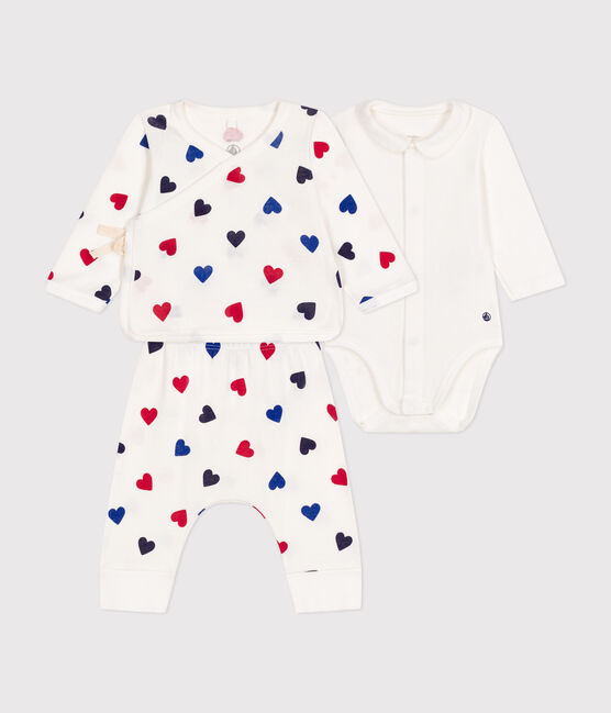 3-teiliges Baby-Set aus Baumwolle weiss MARSHMALLOW/weiss MULTICO