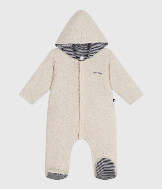 Wattierter Baby-Overall mit Kapuze und Füßchen, einfarbig beige MONTELIMAR CHINE