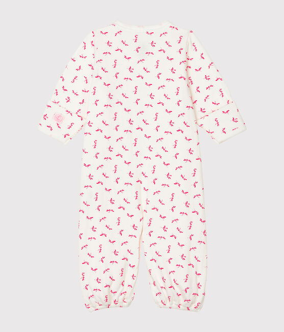 Kombi-Overall aus Rippstrick für Babys weiss MARSHMALLOW/rosa GROSEILLER