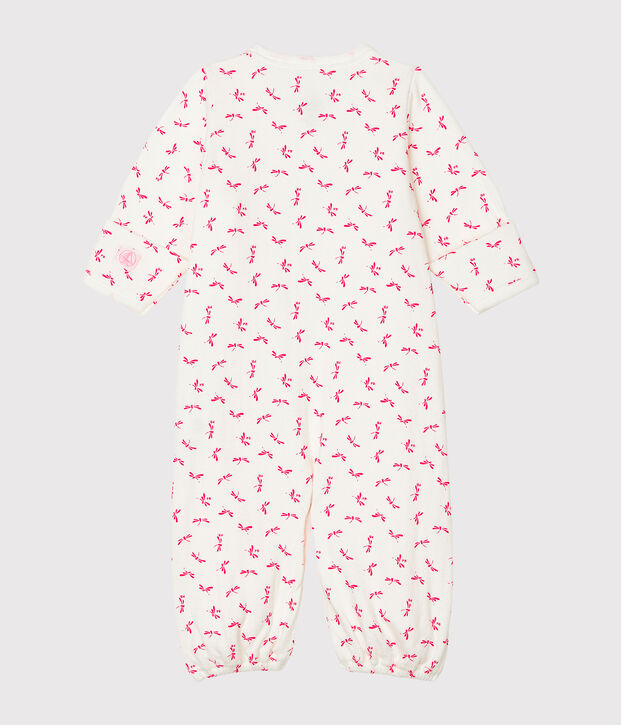 Kombi-Overall aus Rippstrick f&uuml;r Babys weiss/rosa