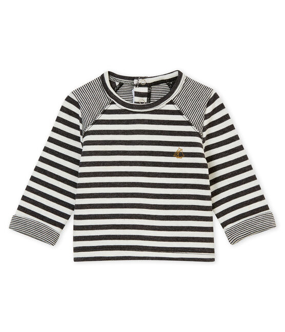 Gestreiftes Baby Jungen T-Shirt schwarz CITY/weiss MARSHMALLOW