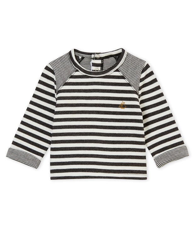 Gestreiftes Baby Jungen T-Shirt grau/weiss