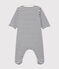 Baby-Bodyjama mit Reißverschluss aus Rippstrick weiss MARSHMALLOW/blau SMOKING